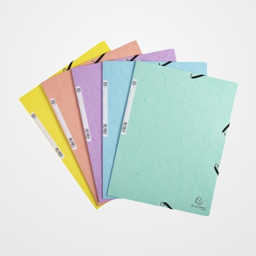 CARPETA de GOMAS y SOLAPAS EXACOMPTA AQUAREL CARTULINA 400g A4 con ETIQUETA COLORES PASTEL SURTIDO
