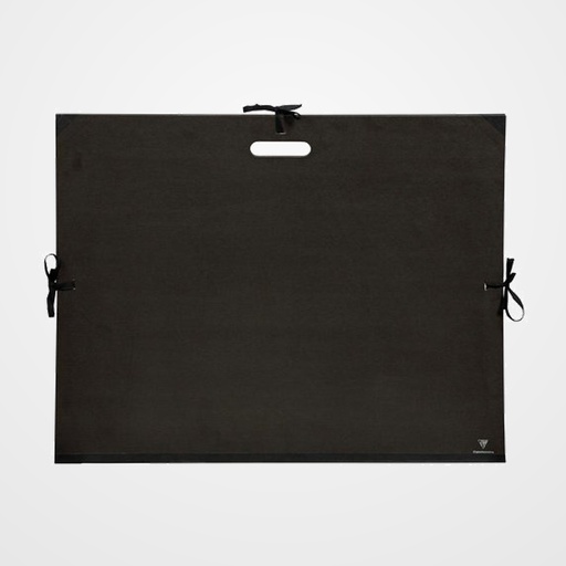 CARPETA de DIBUJO CLAIREFONTAINE CARTON C/CINTAS Y ASA 59x72 KRAFT NEGRO VERJURADO