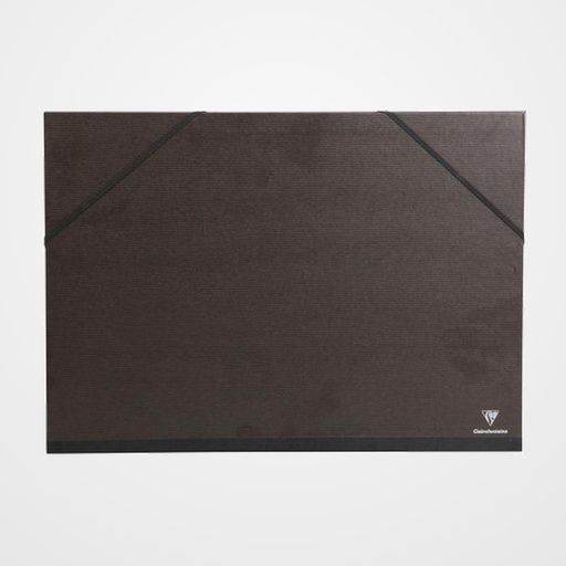 CARPETA de DIBUJO CLAIREFONTAINE CARTON C/GOMAS A3+ KRAFT NEGRO VERJURADO