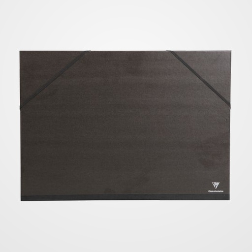 CARPETA de DIBUJO CLAIREFONTAINE CARTON C/GOMAS A4+ KRAFT NEGRO VERJURADO