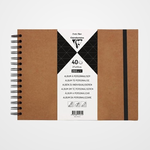 ALBUM de FOTOS CLAIREFONTAINE DIY KRAFT tapa DURA 27x20 cm 40h 200g