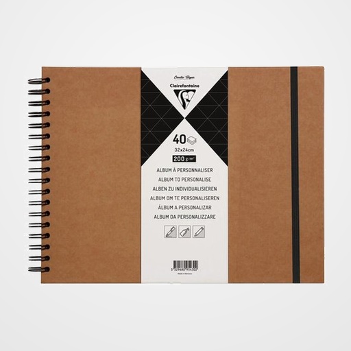 ALBUM de FOTOS CLAIREFONTAINE DIY KRAFT tapa DURA 32x24 cm 40h 200g