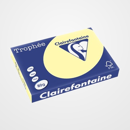 PAPEL de COLOR A3 CLAIREFONTAINE TROPHEE 80g 500h PASTEL AMARILLO CANARIO