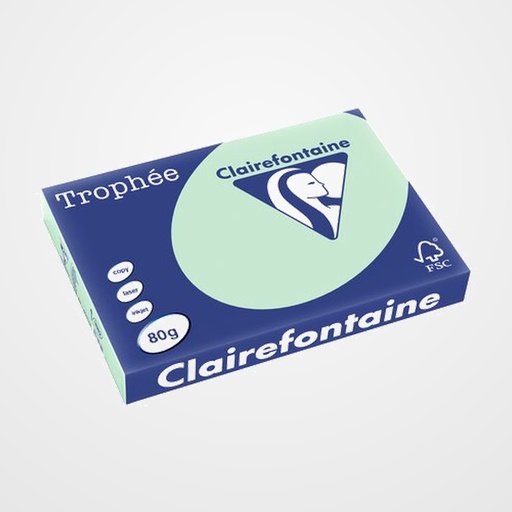 PAPEL de COLOR A3 CLAIREFONTAINE TROPHEE 80g 500h PASTEL VERDE