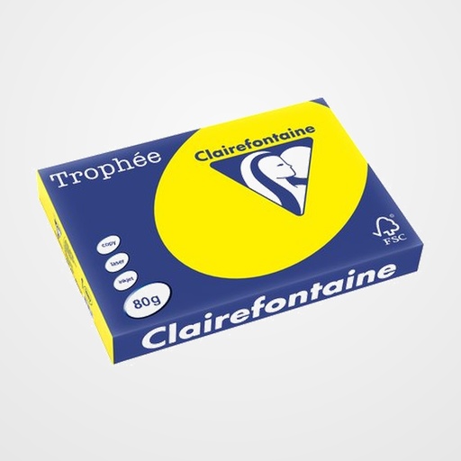 PAPEL de COLOR A3 CLAIREFONTAINE TROPHEE 80g 500h VIVO AMARILLO SOL
