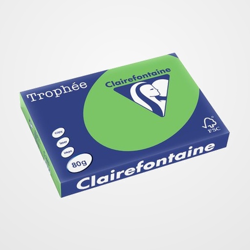 PAPEL de COLOR A3 CLAIREFONTAINE TROPHEE 80g 500h VIVO VERDE MENTA