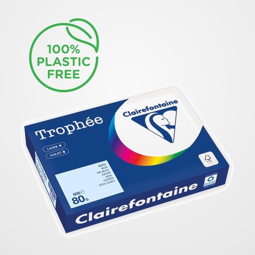PAPEL de COLOR A4 CLAIREFONTAINE TROPHEE 80g 500h PASTEL AZUL