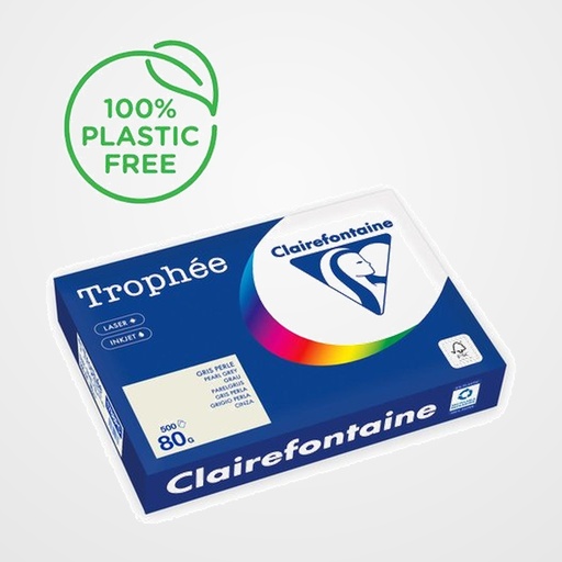 PAPEL de COLOR A4 CLAIREFONTAINE TROPHEE 80g 500h PASTEL GRIS PERLA