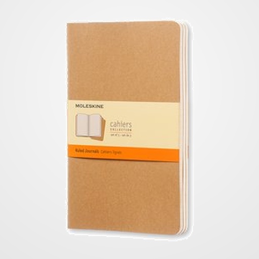 CUADERNO MOLESKINE CAHIER 13x21 80h HORIZONTAL MARRON KRAFT SET DE 3