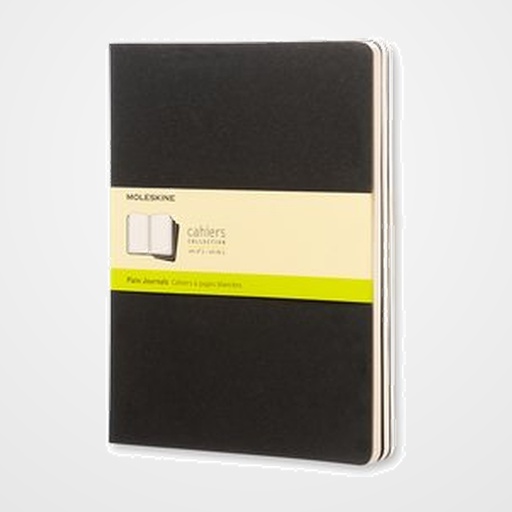 CUADERNO MOLESKINE CAHIER 19x25 120h LISA NEGRA SET DE 3