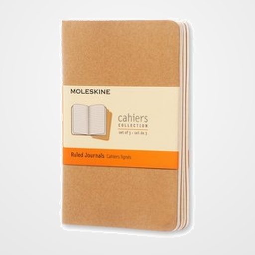 CUADERNO MOLESKINE CAHIER 9x14 64h HORIZONTAL MARRON KRAFT SET DE 3