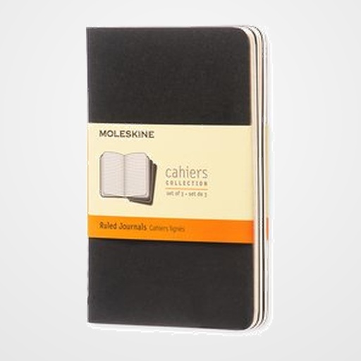 CUADERNO MOLESKINE CAHIER 9x14 64h HORIZONTAL NEGRA SET DE 3