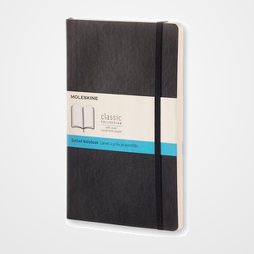 CUADERNO MOLESKINE CLASICO TAPA BLANDA 13x21 192h 70gr. PUNTEADA con GOMA NEGRA