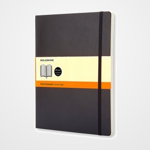 CUADERNO MOLESKINE CLASICO TAPA BLANDA 19x25 192h 70gr. HORIZONTAL con GOMA NEGRA