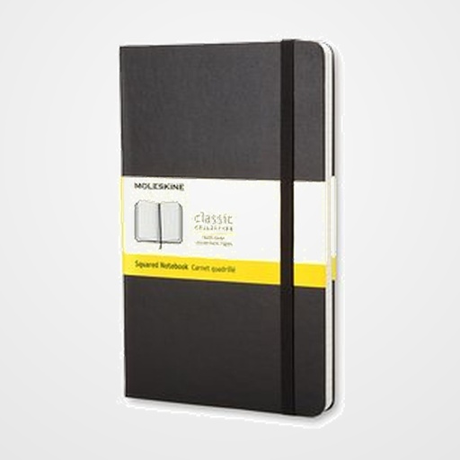 CUADERNO MOLESKINE CLASICO TAPA DURA 13x21 240h 70gr. CUADRICULADA con GOMA NEGRA
