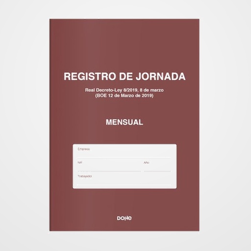 LIBRO REGISTRO DOHE A4 NATURAL 6H JORNADA LABORAL