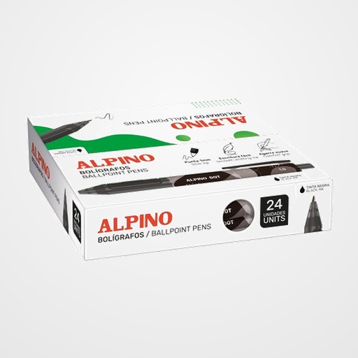 BOLIGRAFO ALPINO DOT UNICOLOR 1mm  NEGRO CAJA de 24