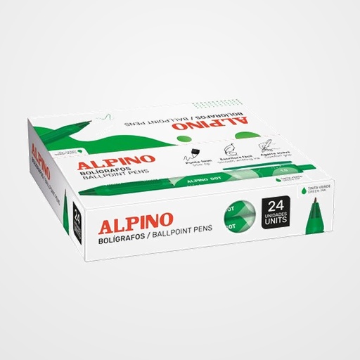 BOLIGRAFO ALPINO DOT UNICOLOR 1mm  VERDE CAJA de 24