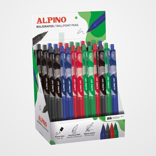 BOLIGRAFO ALPINO DOT 1mm EXPOSITOR de 24