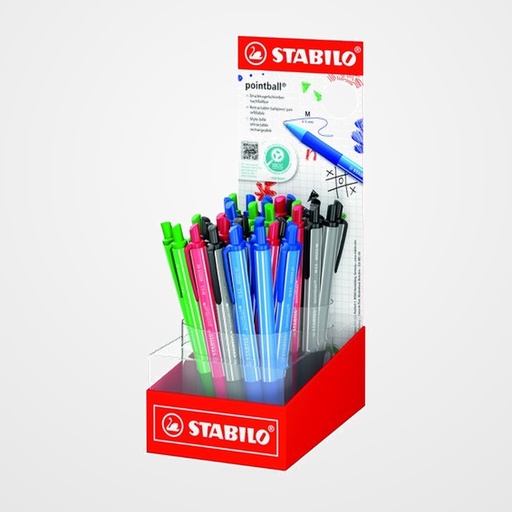 BOLIGRAFO STABILO RETRACTIL POINTBALL COLORFUL SURTIDO EXPOSITOR DE 38