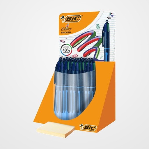 BOLIGRAFO de 4 COLORES BIC SMOOTH DROP EXPOSITOR de 30