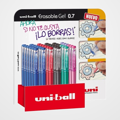 BOLIGRAFO BORRABLE UNI-BALL 0,7 (UF-222) SURTIDO EXPOSITOR de 36