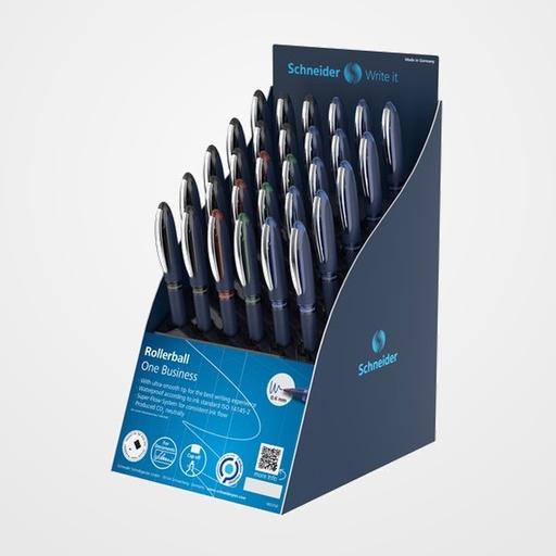 ROLLER T.LIQ. SCHNEIDER ONE BUSINESS 0,6 EXPOSITOR de 30 12x 183003 AZUL 12x 183001 NEGRO  3x 183002 ROJO  3x 183004 VERDE