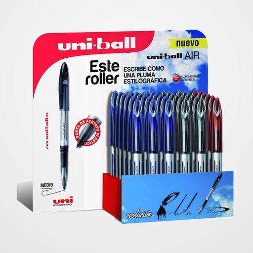 ROLLER T.LIQ. UNI-BALL AIR 0,7 (UBA-188-L) EXPOSITOR de 36 18x 190512000 AZUL 12x 190504000 NEGRO  6x  190520000 ROJO