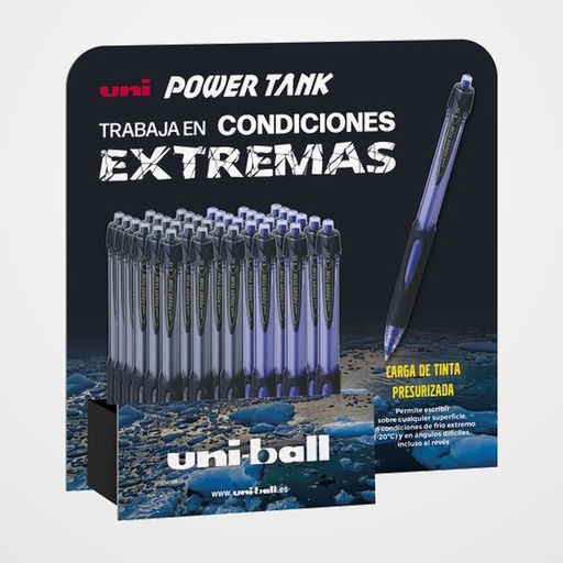 ROLLER GEL RT. UNI-BALL POWER TANK 1,0 (SN-220)  EXPOSITOR de 36 18x SN-220 NEGRO 18x SN-220 AZUL