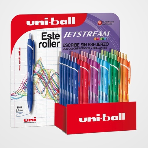 ROLLER GEL RT. UNI-BALL JETSTREAM SPORT COLORES 0,7 (SXN-150C)  EXPOSITOR de 36 6x SXN150C300 AZUL 4x SXN150C320 AZUL CLARO 6x SXN150C400 ROJO 4x SXN150C500 VERDE 4x SXN150C520 VERDE CLARO 4x SXN150C600 ROSA 4x SXN150C700 NARANJA 4x SXN150C800 VIOLETA