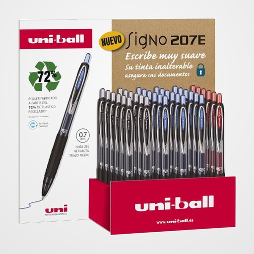ROLLER GEL RT. UNI-BALL JETSTREAM SPORT 0,7 (SXN-157E) EXPOSITOR de 36 18x AZUL 12x NEGRO  6x  ROJO