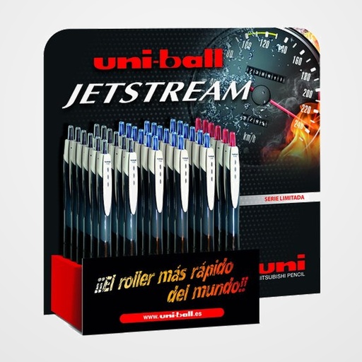 ROLLER GEL RT. UNI-BALL JETSTREAM SPORT 1,0 (SXN-150E) EXPOSITOR de 36 18x  AZUL 12x NEGRO  6x ROJO
