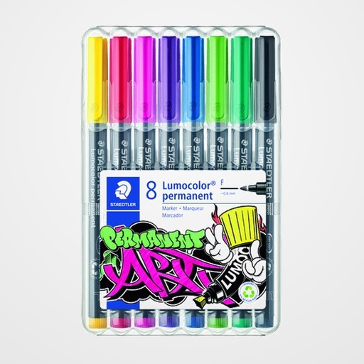 ROTULADOR PERMANENTE STAEDTLER 318 LUMOCOLOR ART (F)  SURTIDO ESTUCHE de 8