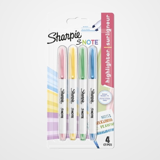 MARCADOR SHARPIE S NOTE BISELADO SURTIDO BLISTER de 4