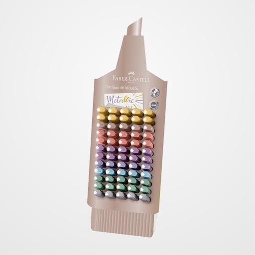 MARCADOR FLUOR FABER-CASTELL TEXTLINER 1546 METALICO SURTIDO EXPOSITOR DE 60 (10 oro, 5 plata, 10 rubí, 10 verde, 5 azul, 5 rosa, 10 rojo, 5 violeta)