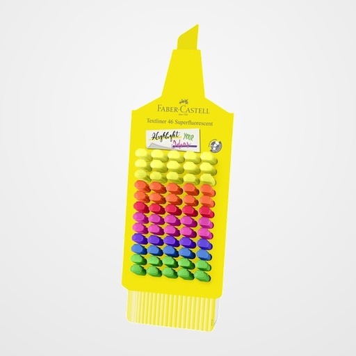 MARCADOR FLUOR FABER-CASTELL TEXTLINER 1546 SURTIDO EXPOSITOR DE 60 (15x amarillo, 10x naranja, 5x rojo, 10x rosa, 5x violets, 5x azul, 10x verds)
