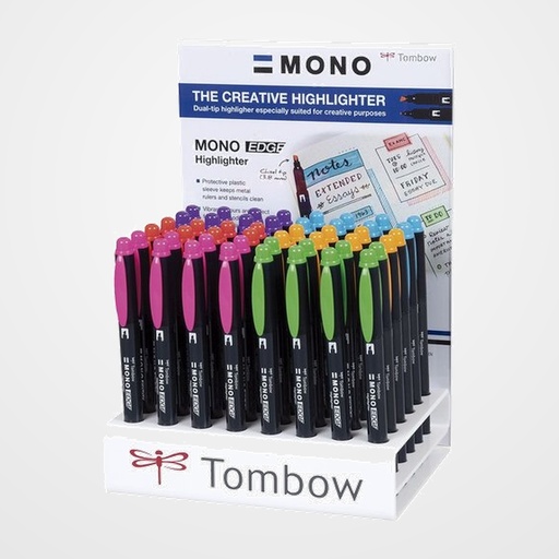 MARCADOR FLUOR TOMBOW MONO EDGE DOBLE PUNTA SURTIDO EXPOSITOR de 48 (8x 6 colores)