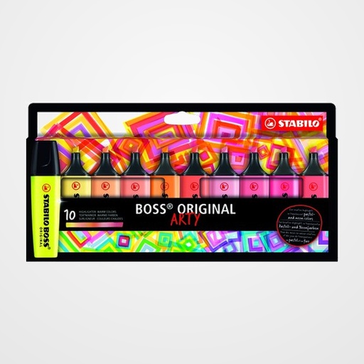MARCADOR FLUOR STABILO BOSS 70  ARTY LINE COLORES CALIDOS ESTUCHE DE 10