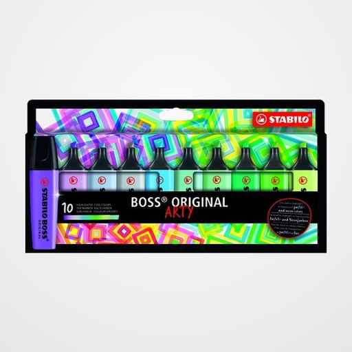 MARCADOR FLUOR STABILO BOSS 70  ARTY LINE COLORES FRIOS ESTUCHE DE 10