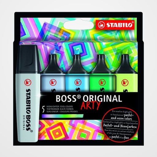 MARCADOR FLUOR STABILO BOSS 70  ARTY LINE COLORES FRIOS ESTUCHE DE 5