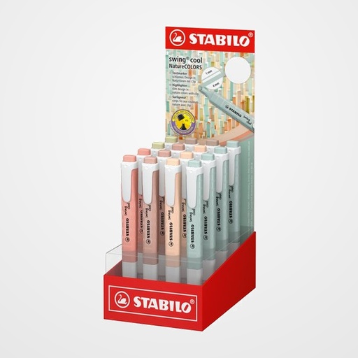 MARCADOR FLUOR STABILO SWING COOL NATURCOLORS 275 EXPOSITOR de 16