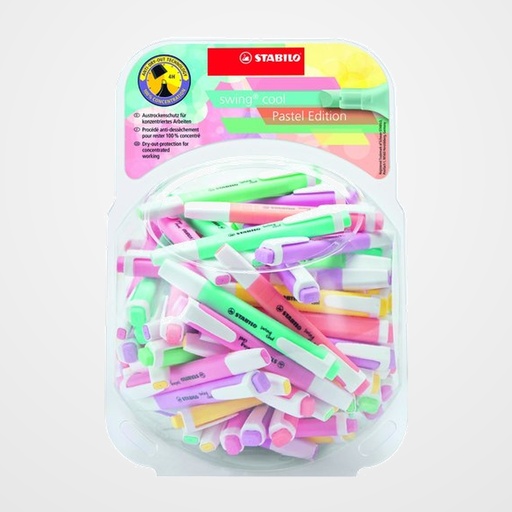 MARCADOR FLUOR STABILO SWING COOL PASTEL 275 BOMBONERA DE 100