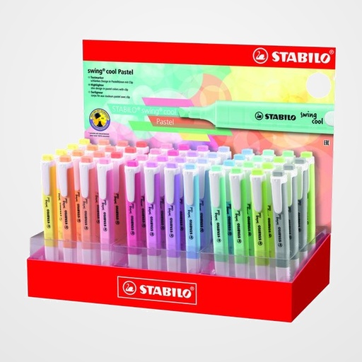 MARCADOR FLUOR STABILO SWING COOL PASTEL 275 EXPOSITOR DE 48