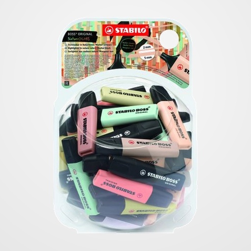 MARCADOR FLUOR STABILO BOSS 70 NATURE COLORS SURTIDO BOMBONERA de 60