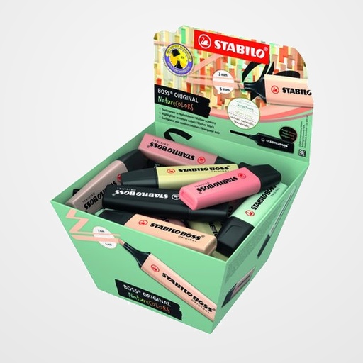 MARCADOR FLUOR STABILO BOSS 70 NATURE COLORS SURTIDO CESTA de 30