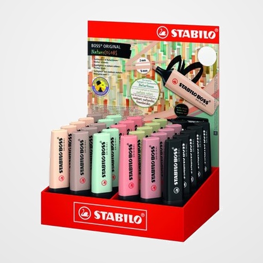 MARCADOR FLUOR STABILO BOSS 70 NATURE COLORS SURTIDO EXPOSITOR de 30