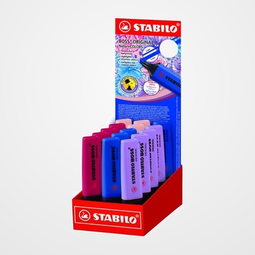 MARCADOR FLUOR STABILO BOSS 70 NATURE COLORS WILDFLOWERS EDITION SURTIDO EXPOSITOR de 15