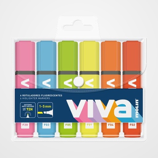 MARCADOR FLUOR MOLIN BOLSA de 6 COLORES