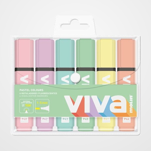 MARCADOR FLUOR MOLIN PASTEL BOLSA DE 6 COLORES