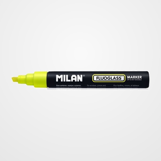MARCADOR PIZARRA CRISTAL MILAN FLUOGLASS BISELADO  AMARILLO